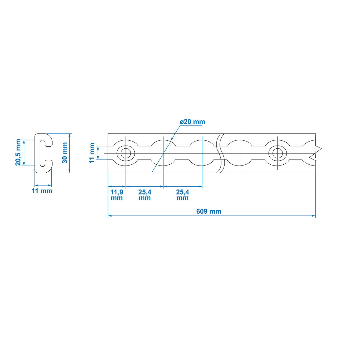 PROPLUS ZURRSCHIENEN SET 2X60CM 6 TEILIG