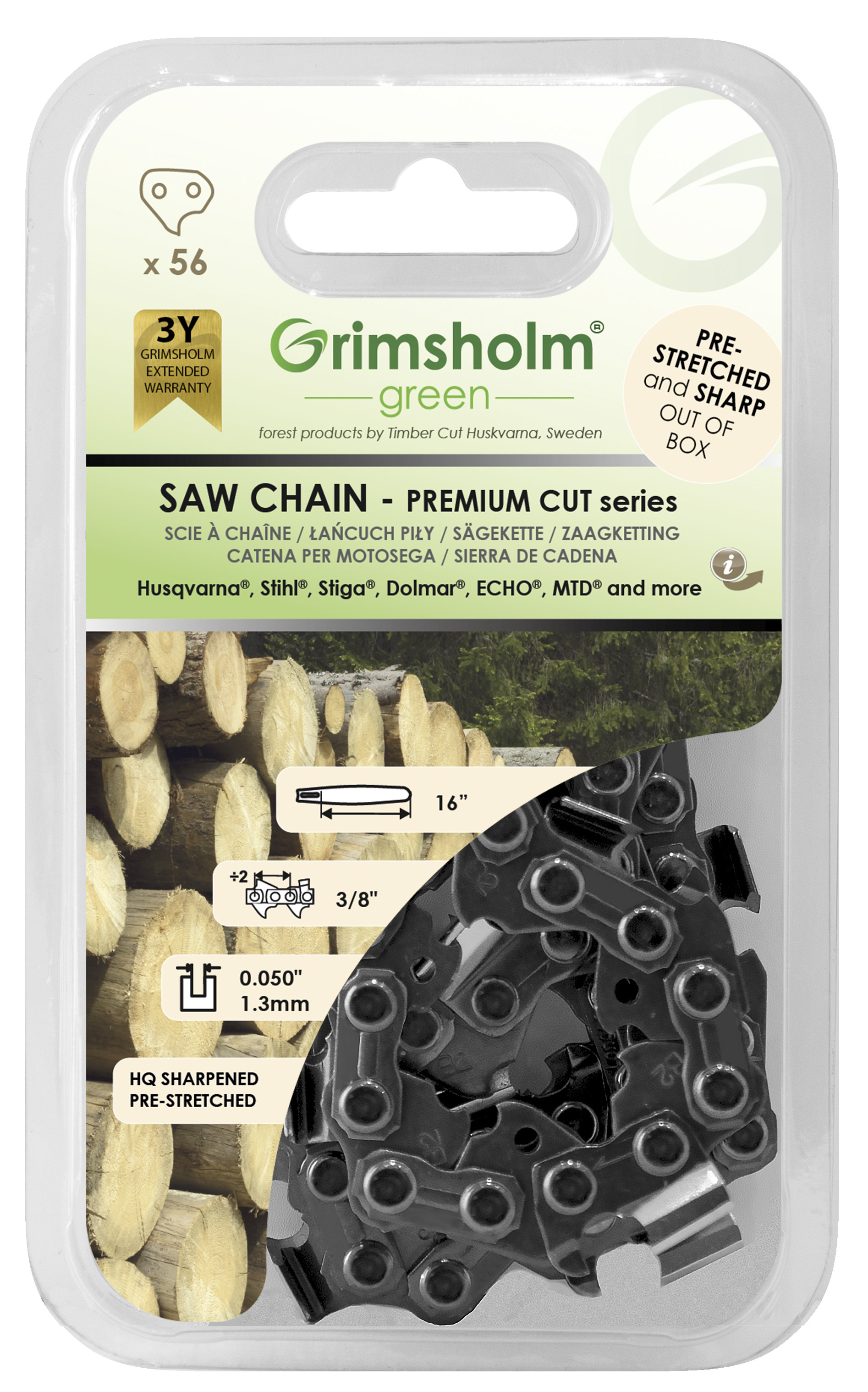 Grimsholm Premium Cut, 56 DL 3/8 , 050, 1,3 mm