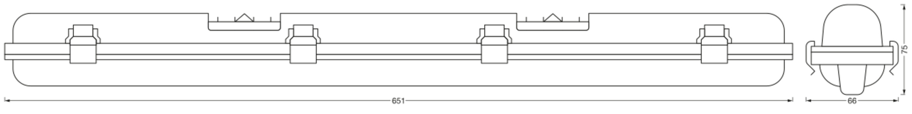 LEDVANCE Feuchtraumleuchte Submarine Sensor, 60 cm, 8W, 4000K