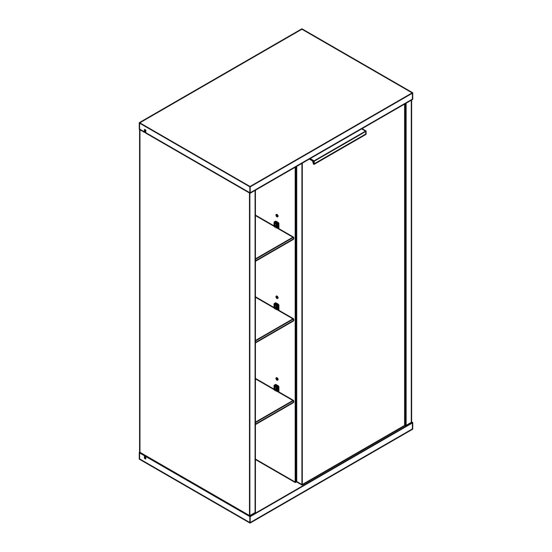 Fackelmann B.Paris F-Midischrank rechts, 470 mm, Schwarz/Rigoletto Eiche