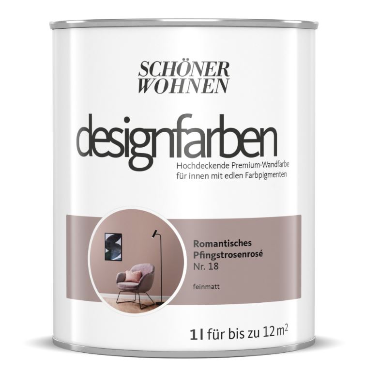 Schöner Wohnen Designfarbe, romantisches Pfingstrosenrose, 1L