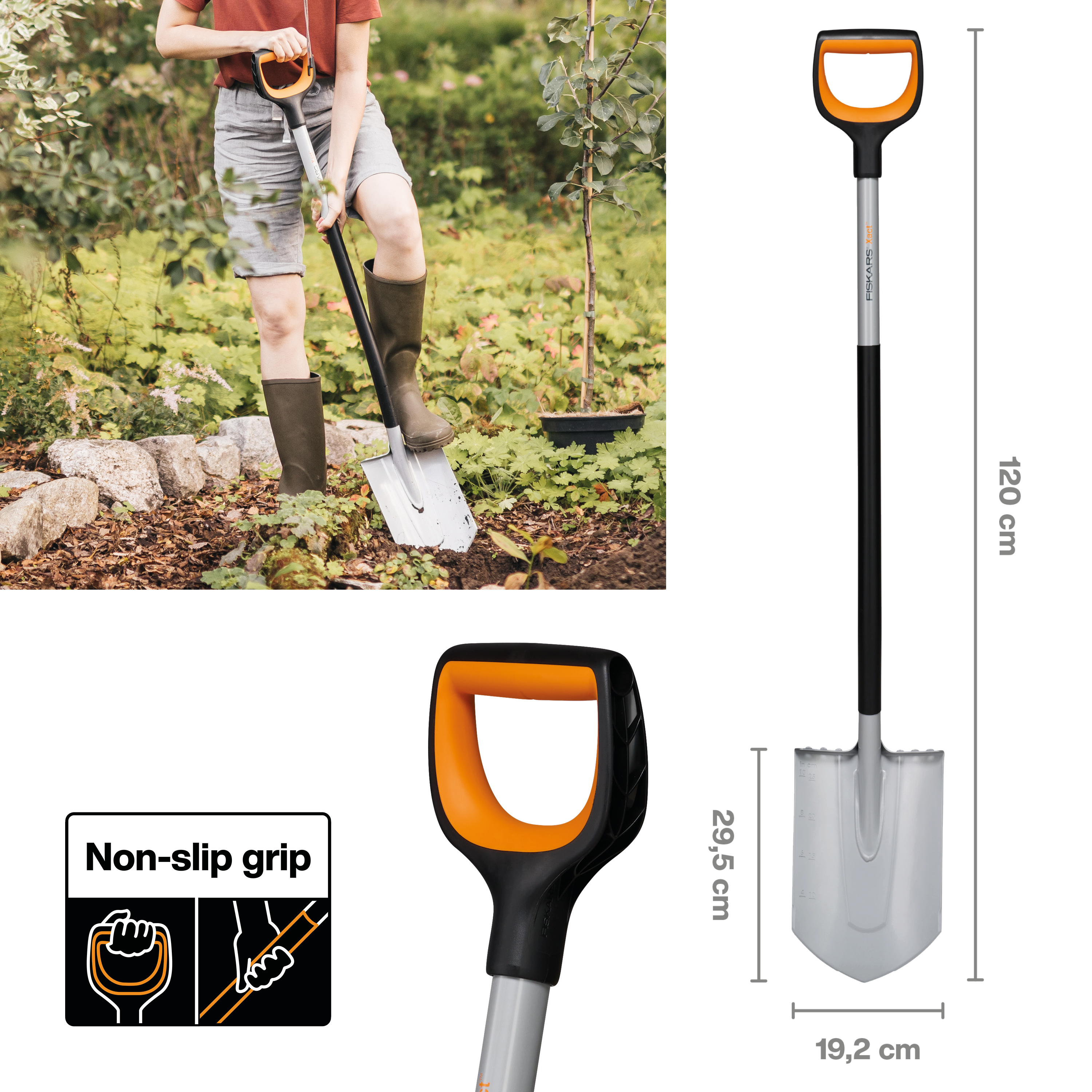 Fiskars Xact Gärtnerspaten, spitz