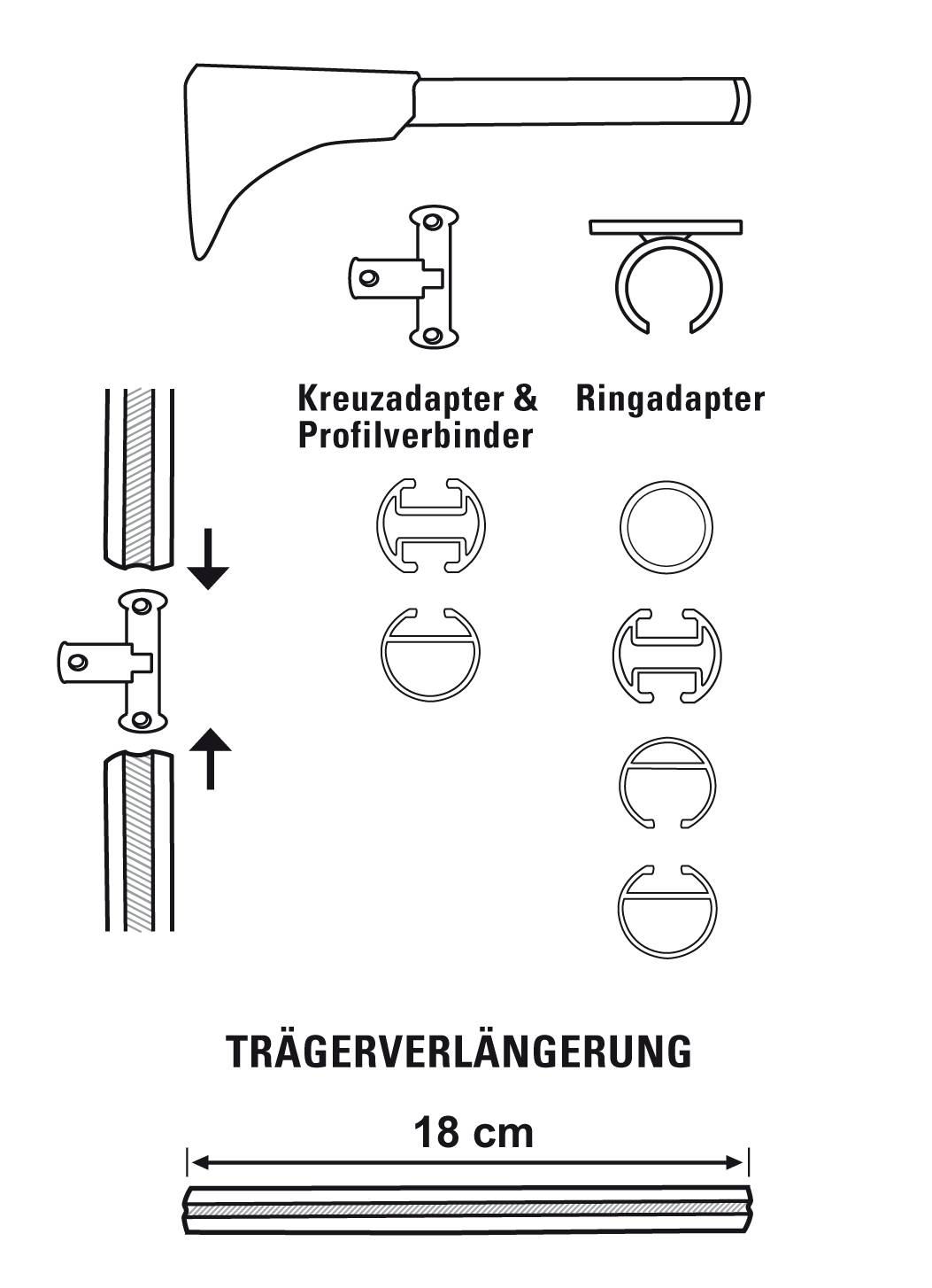 GARDINIA UNIVERS.TRÄGER 1+2LF 20MM ED.OPTIK