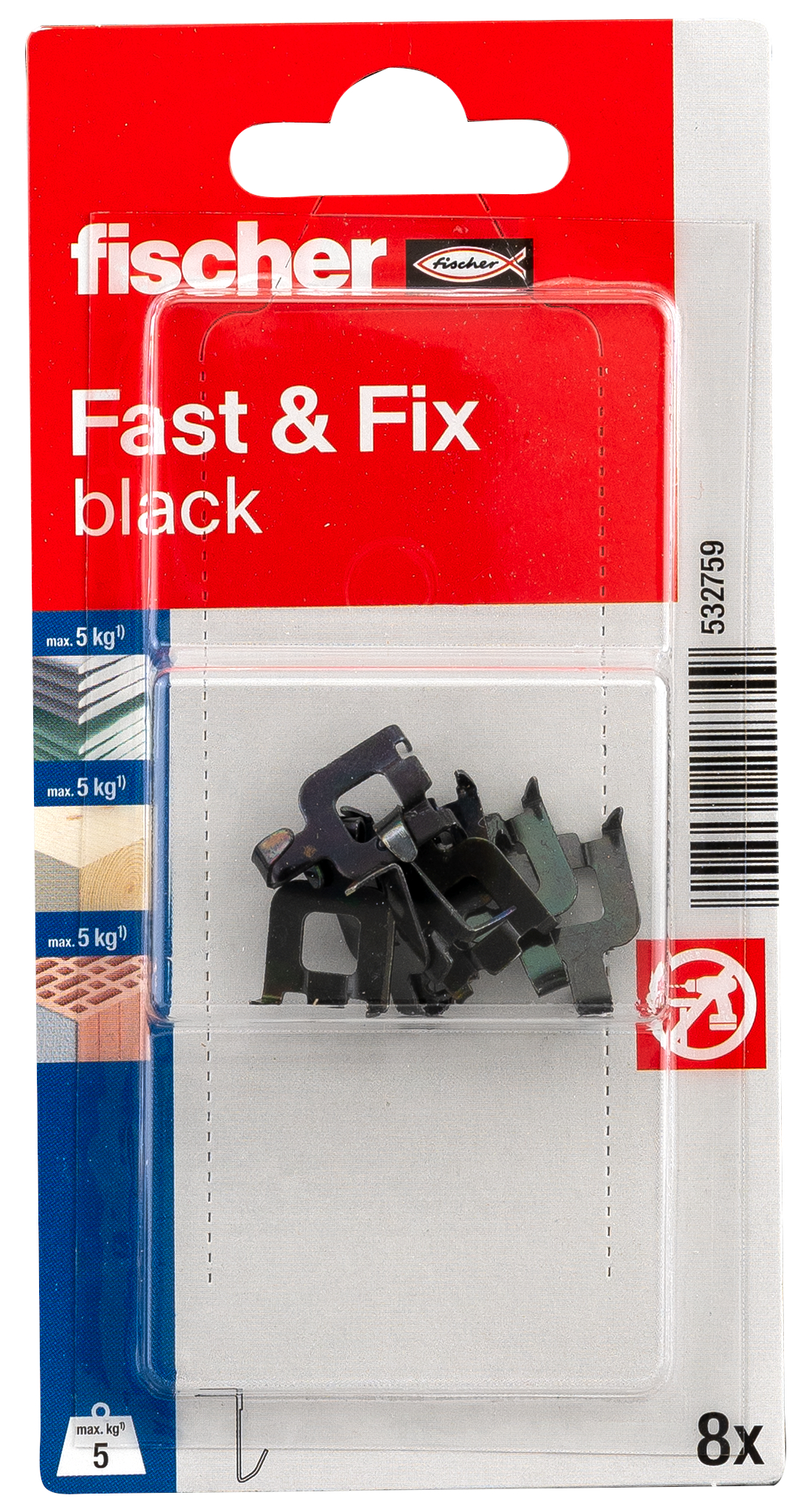 fischer Fast&Fix Wandhaken schwarz K (8)