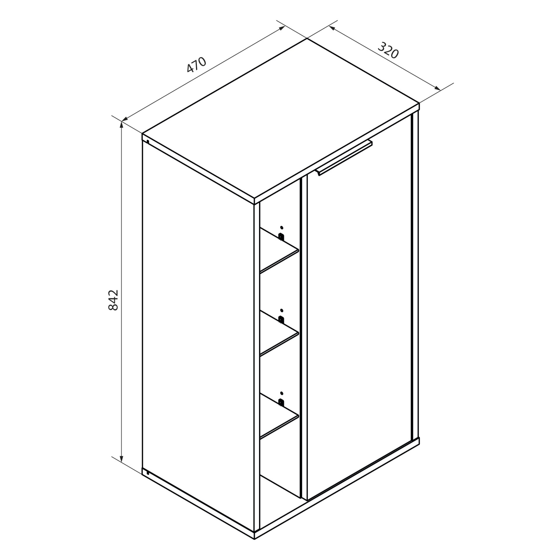 Fackelmann B.Paris F-Midischrank rechts, 470 mm, Schwarz/Rigoletto Eiche