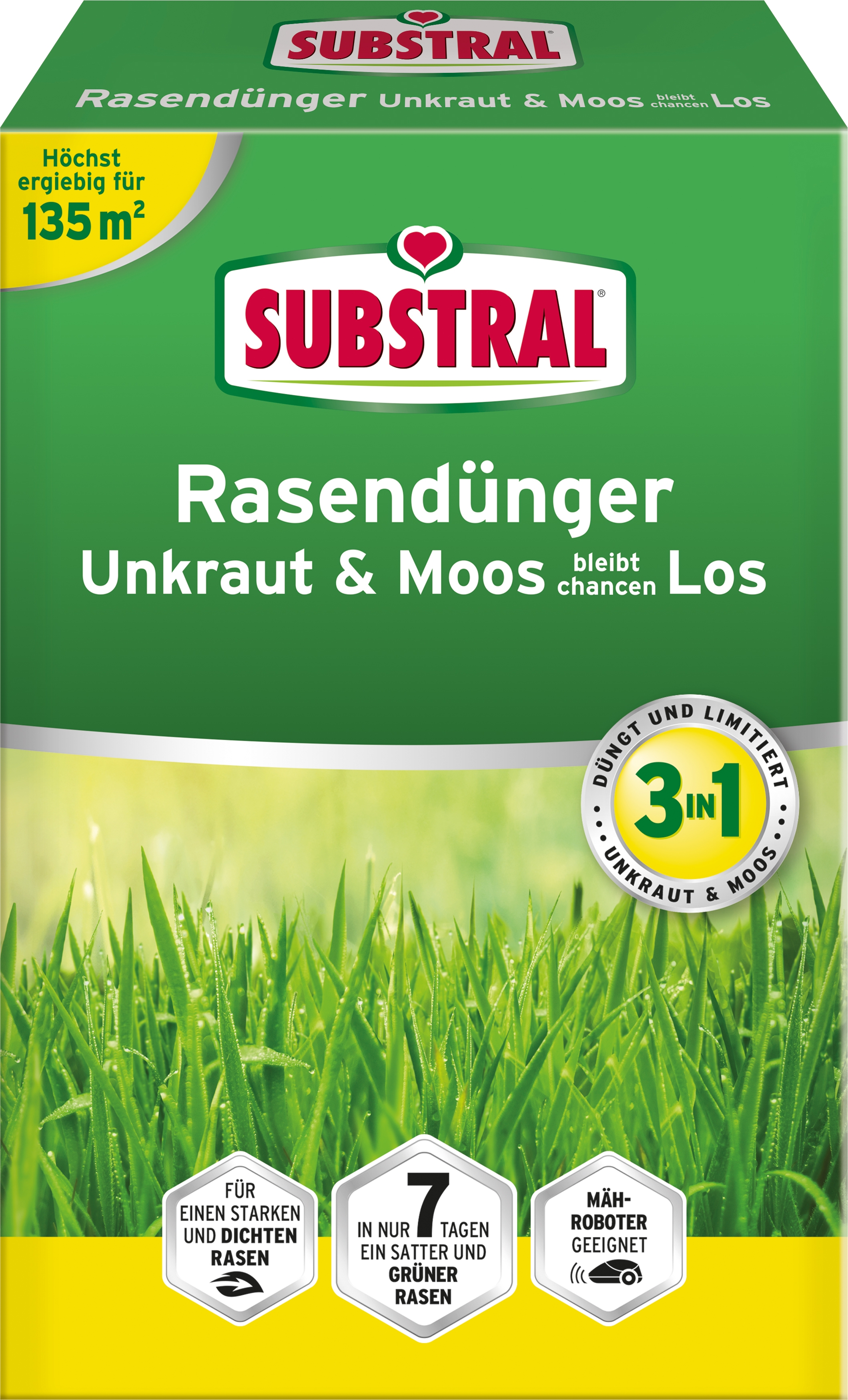 Substral Rasendünger Unkraut & Moos bleibt chancenlos, 135 m² - 4 kg