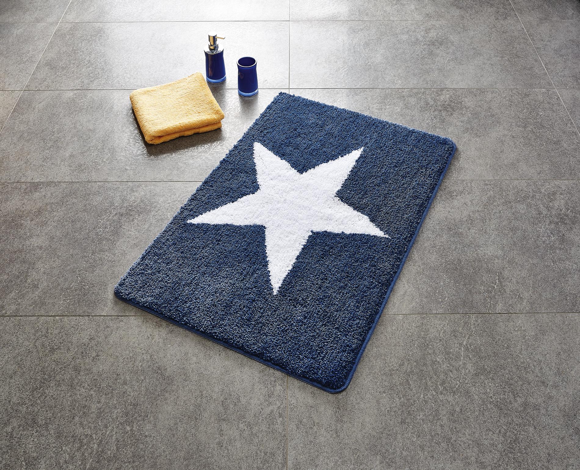   TEPPICH 60X90 CM STAR BLAU-WEIß