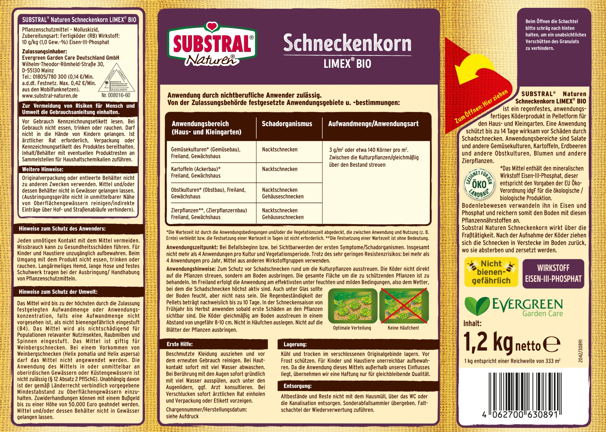 Substral Naturen Schneckenkorn limex bio für 400 m² - 1,2 kg