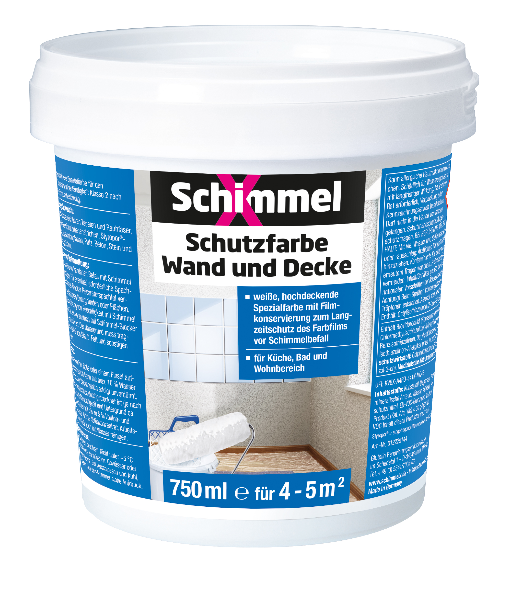 SchimmelX Schutzfarbe Wand und Decke, 750 ml