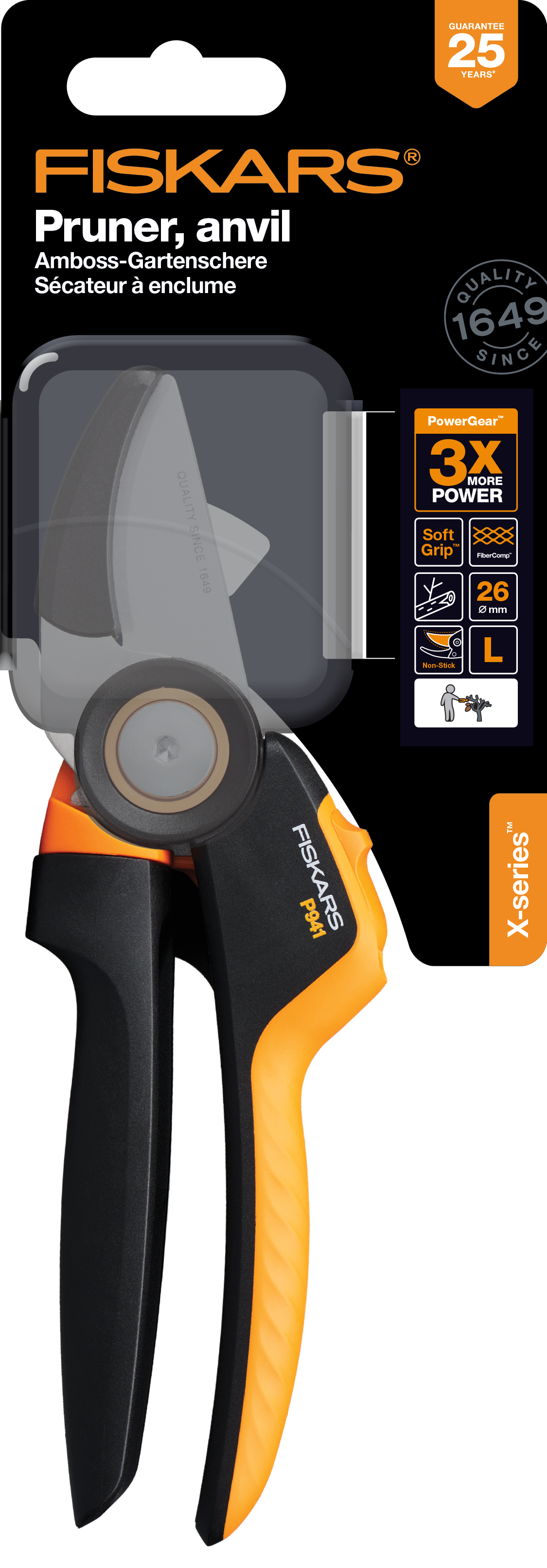 Fiskars X-series Amboss-Gartenschere P941