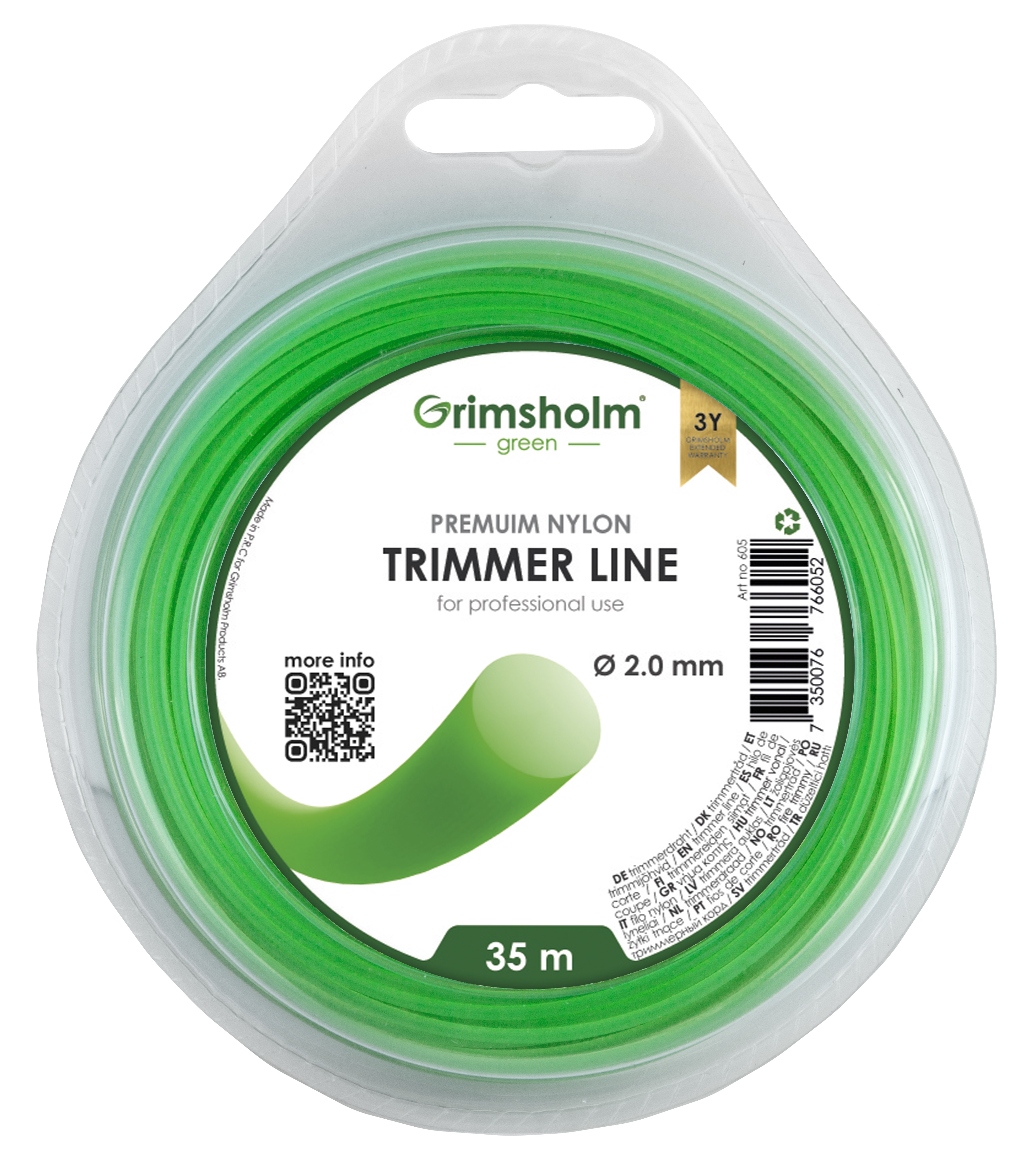 Grimsholm Trimmerfaden rund, grün, 2,0 mm, 35 m