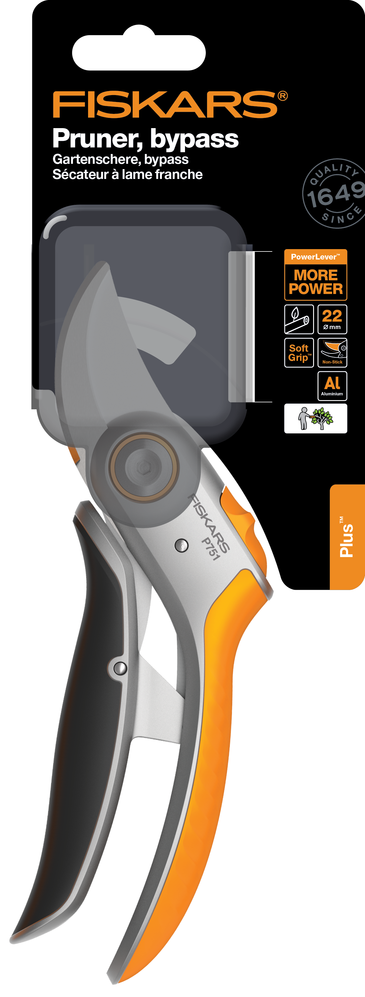 Fiskars Plus Metall Bypass-Gartenschere P751