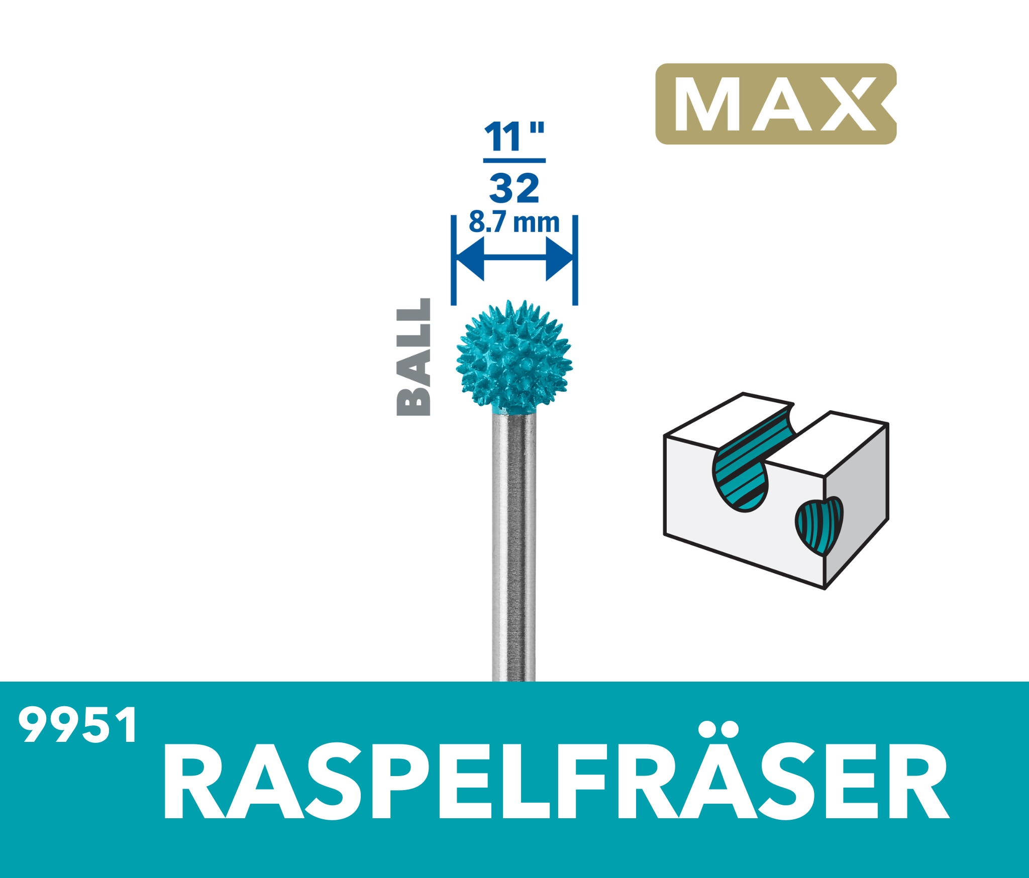 Dremel 9951DM Raspelfräser Kugel 8