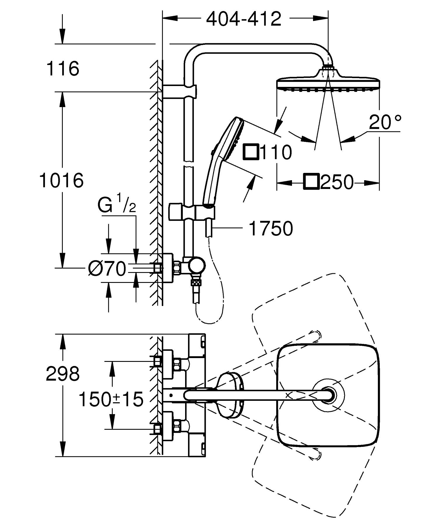 Grohe Duschsystem Vitalio Comfort 250