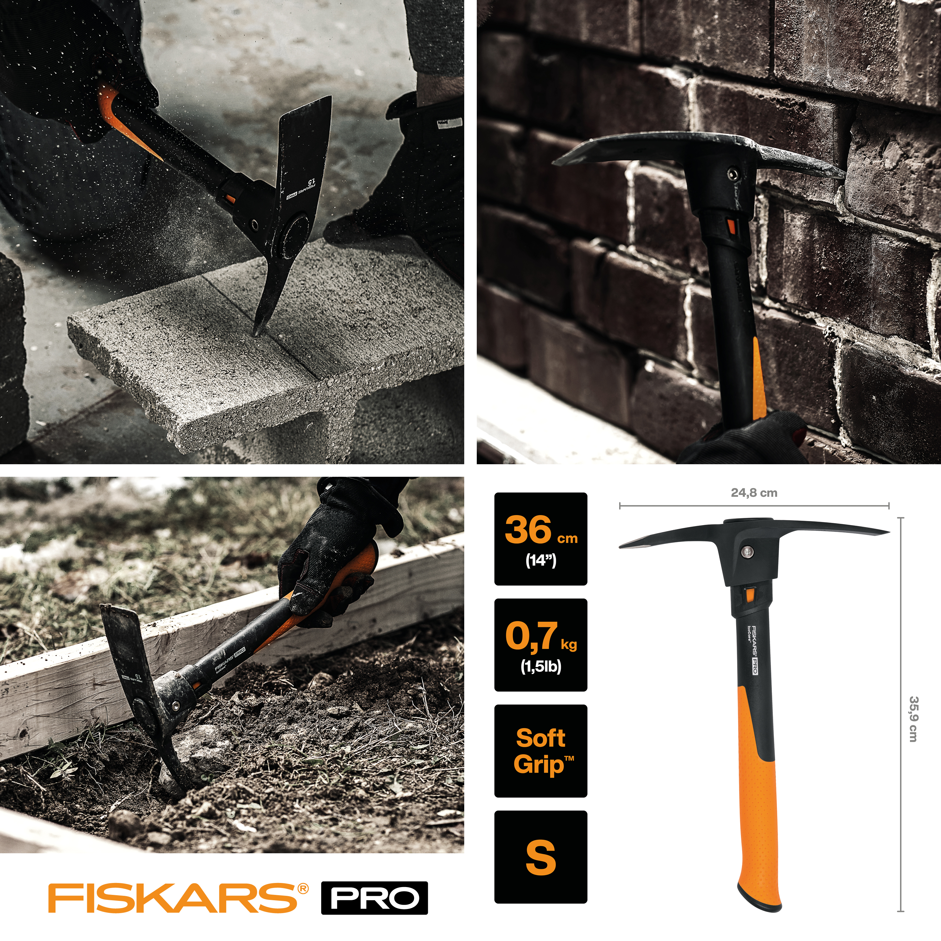 Fiskars Pro IsoCoreKreuzhacke S, 0,7 kg/36 cm