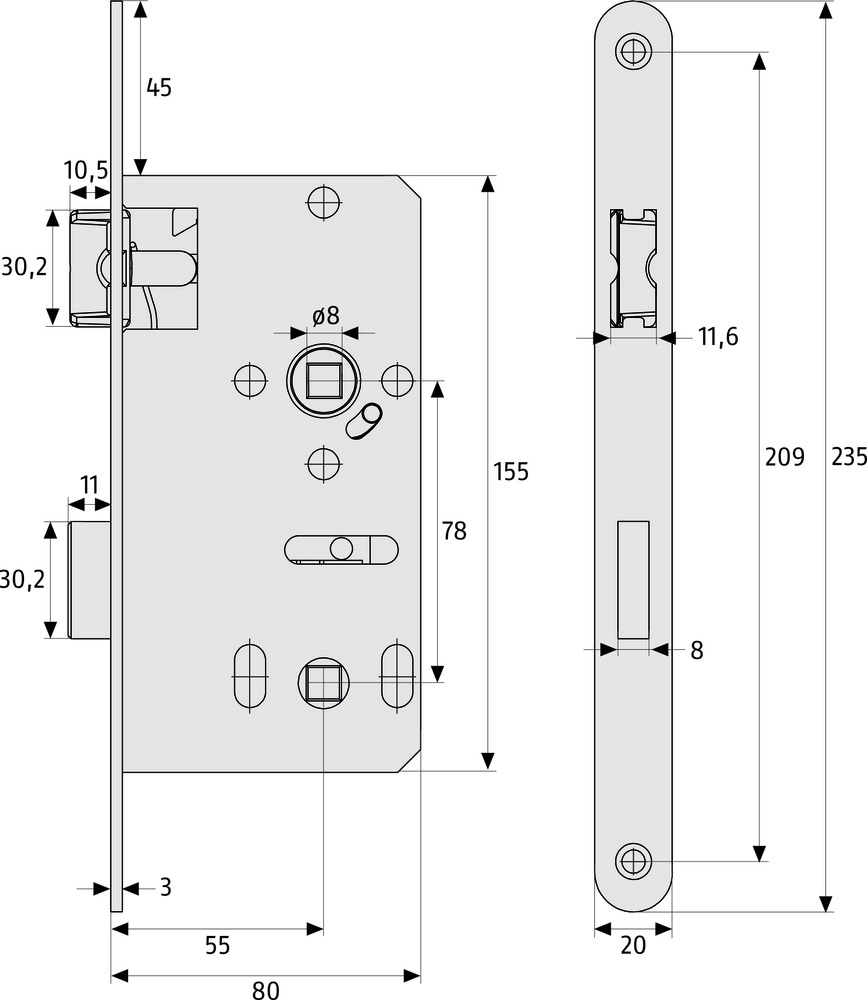 Abus ZT-Einsteckschloss ESK Bad universal S