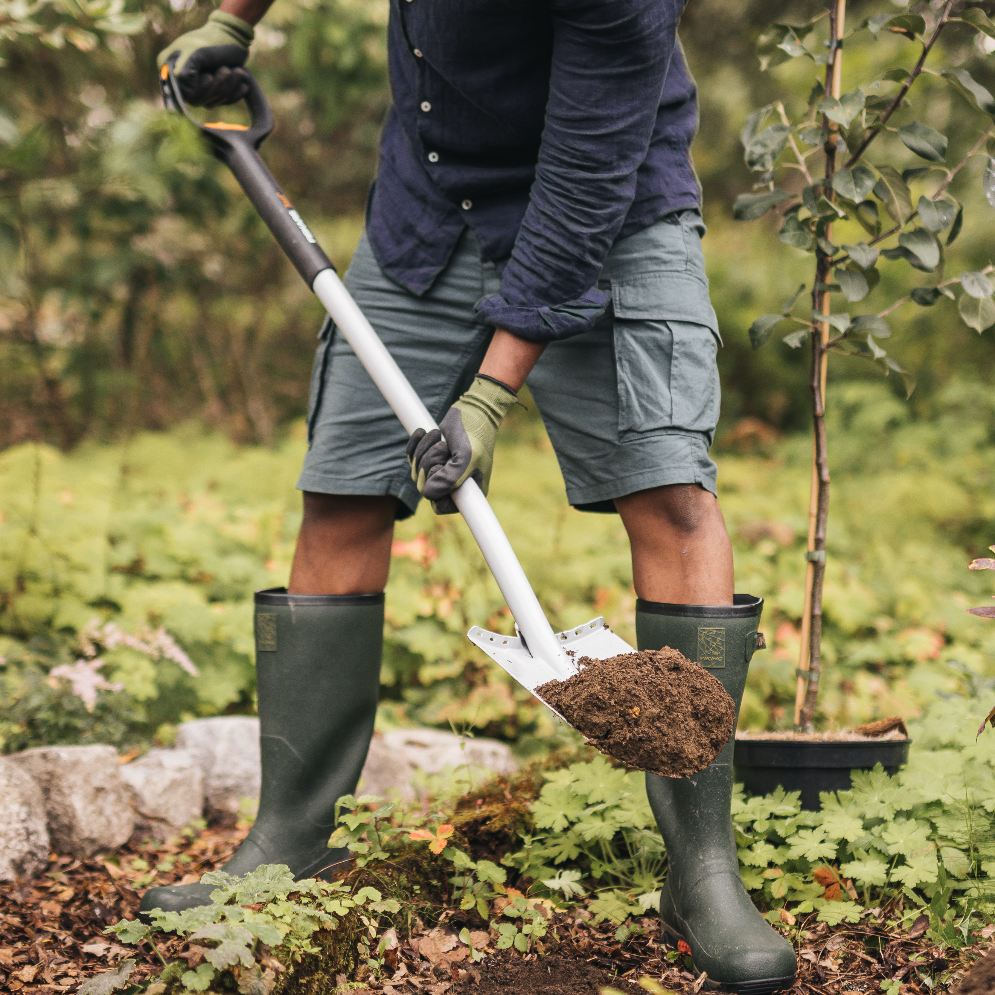 Fiskars Xact Teleskop-Spaten, spitz