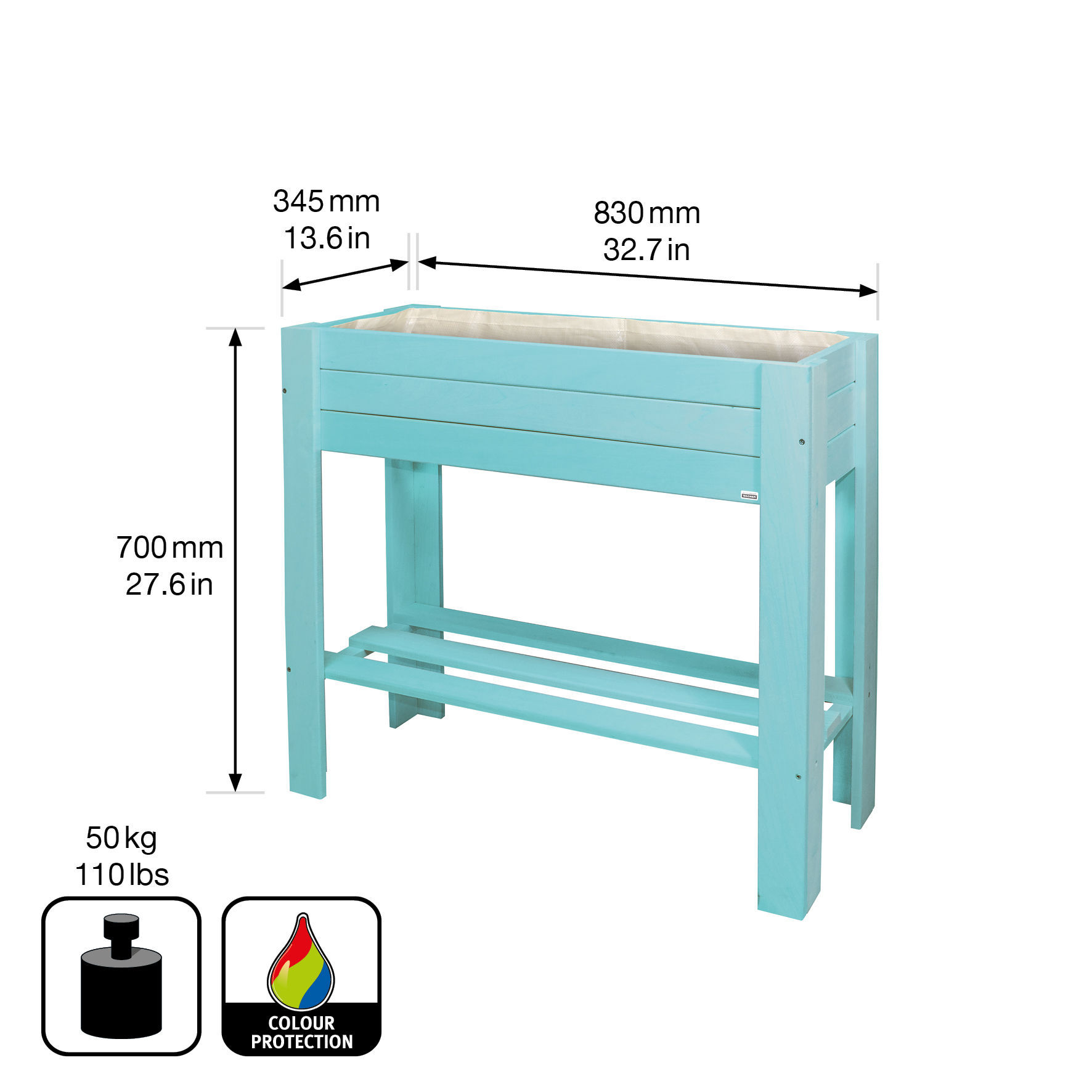 Wagner GreenBox light aqua splash, 830 x 345 x 700 mm, pappel