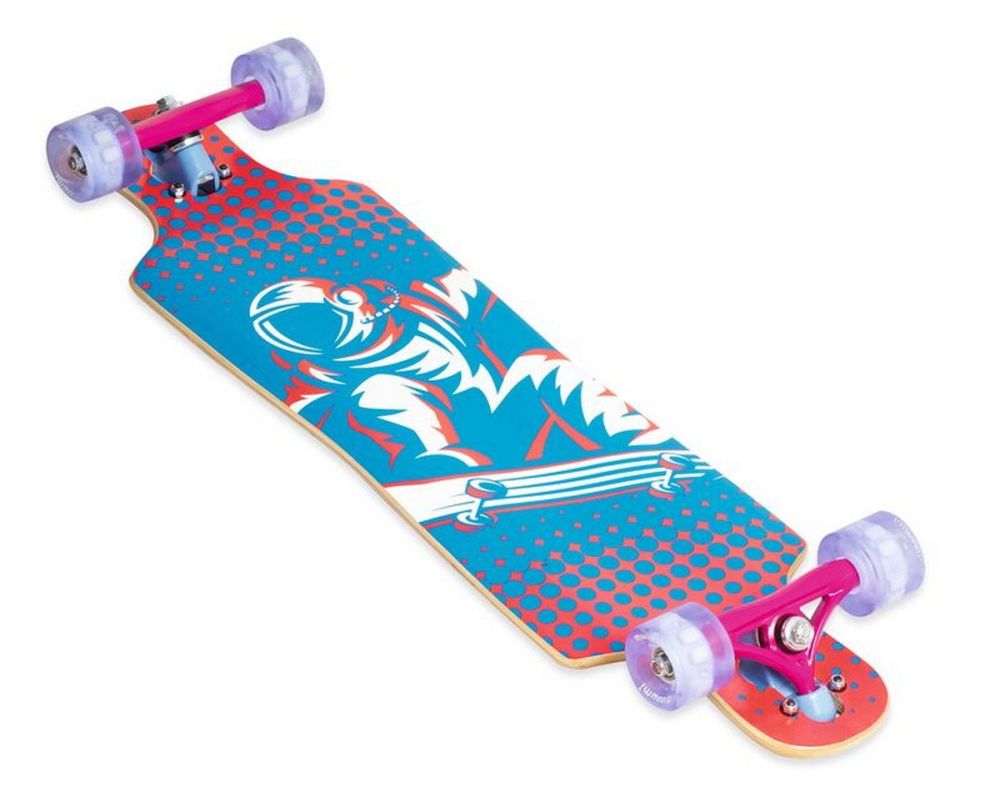 muuwmi Longboard Compact ABEC 7 Space mit Leuchtrollen