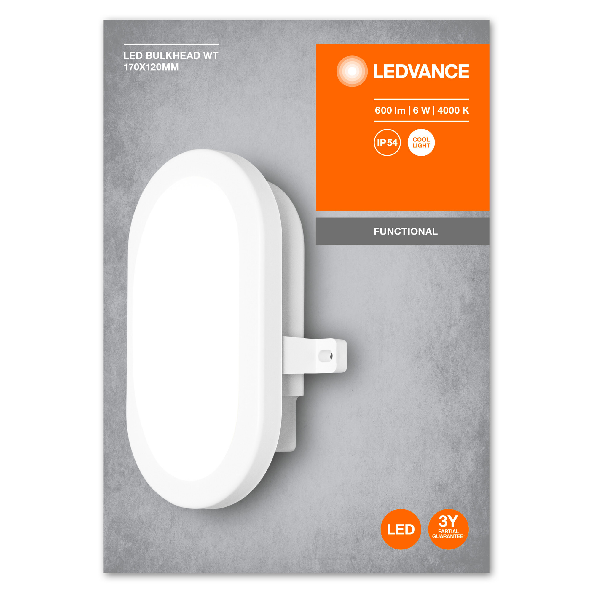 LEDVANCE Deckenleuchte LED Bulkhead, 6W, 4000K White