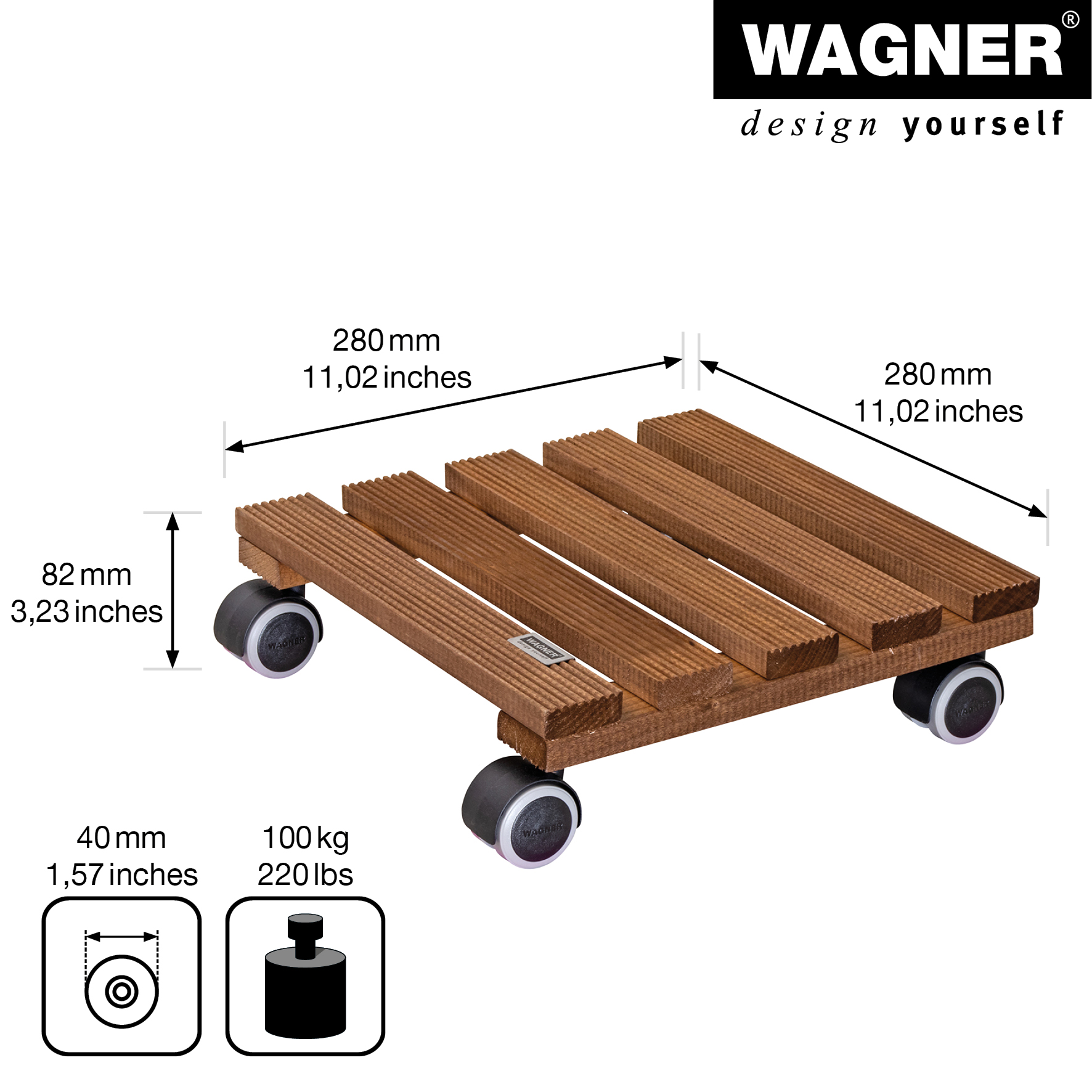 MULTI ROLLER COUNTRY PALISANDER 28X28CM