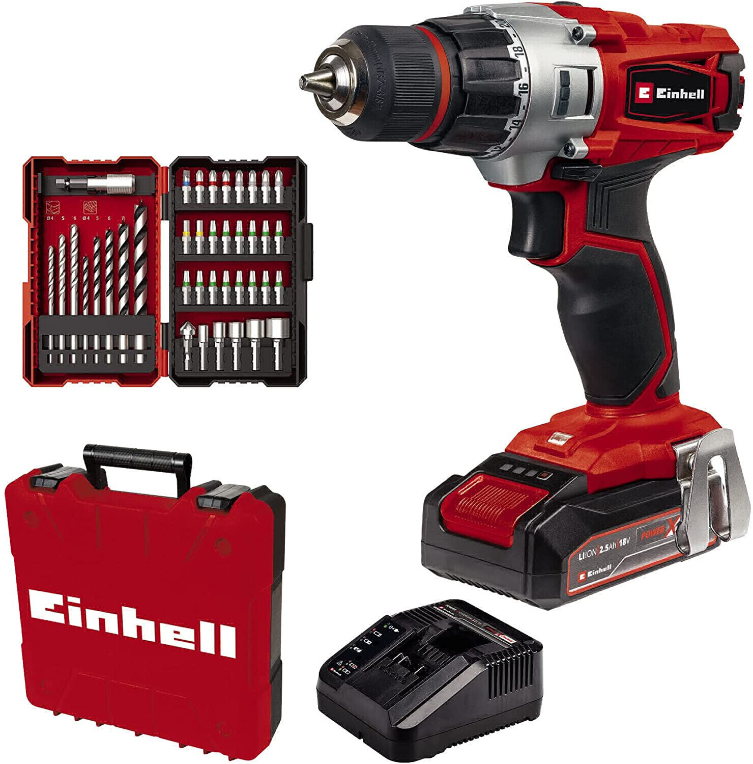 Einhell Akku-Schlagbohrschrauber TE-CD 18/40 Li-i +64 (2x2,0Ah Akkus)