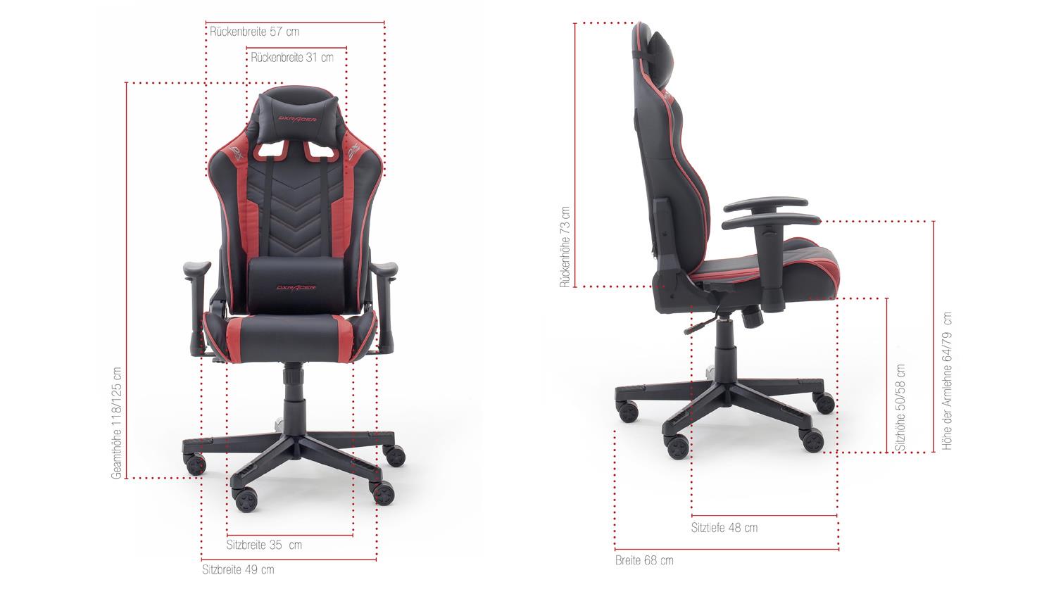 DX-RACER Gamingstuhl OK132, schwarz-rot