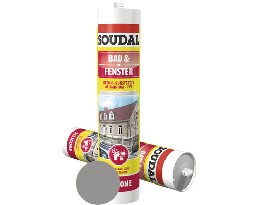 Soudal Bau & Fenster Silikon, grau, 300 ml