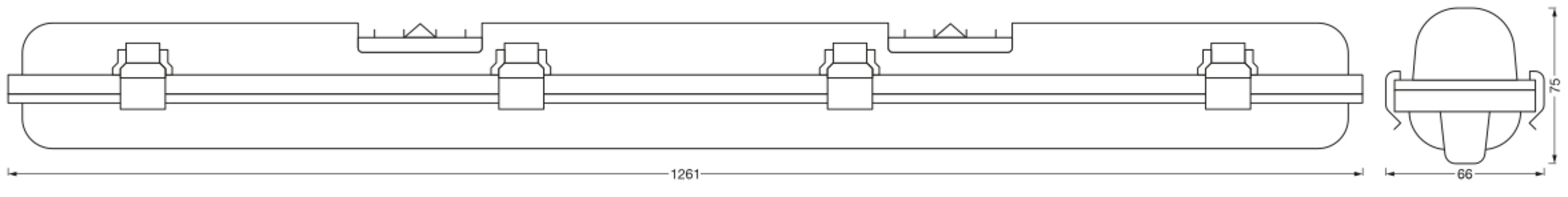 LEDVANCE Feuchtraumleuchte Submarine durchverdrahtet, 120 cm, 15W, 4000K