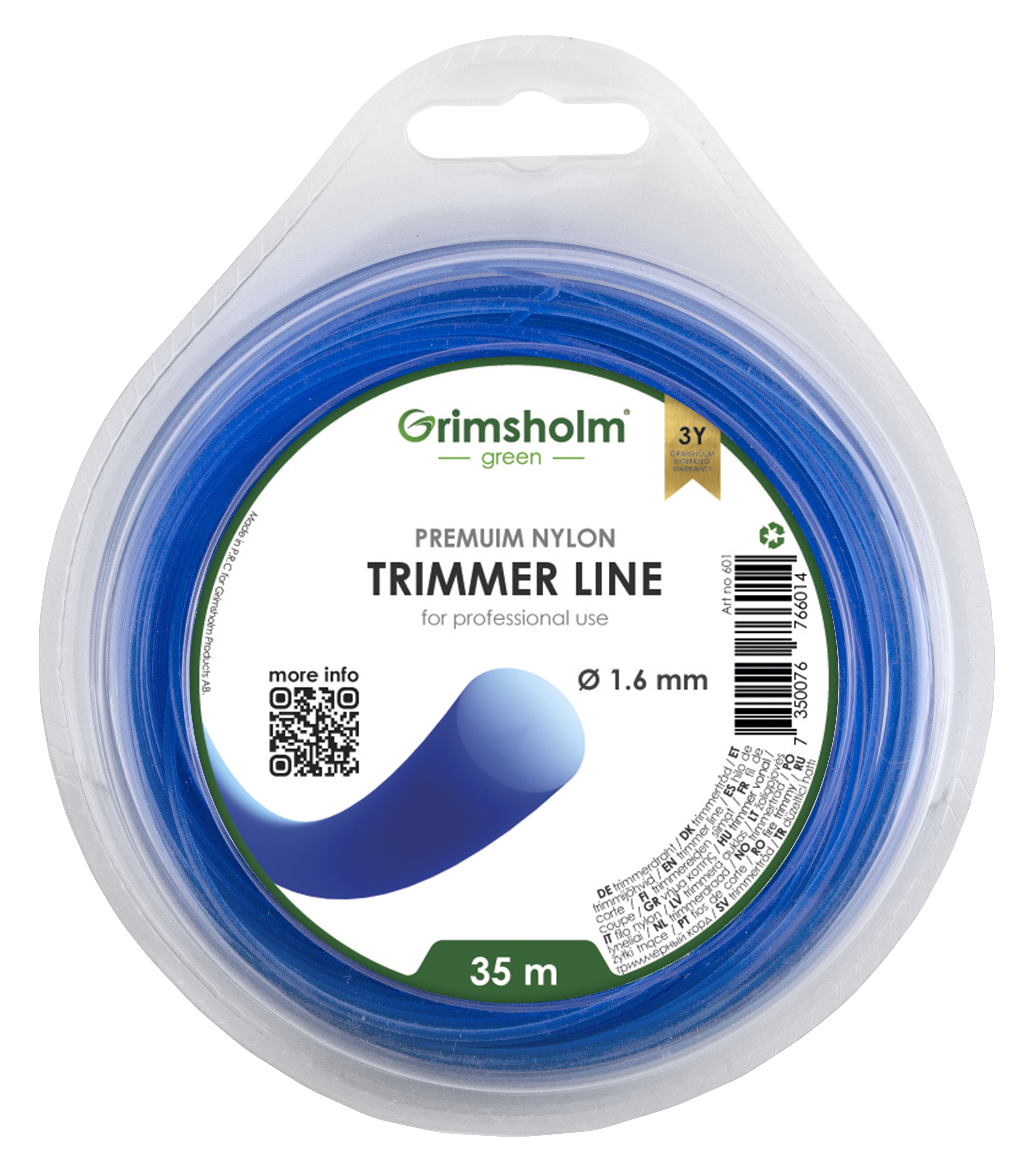 Grimsholm Trimmerfaden rund, blau, 1,6 mm, 35 m