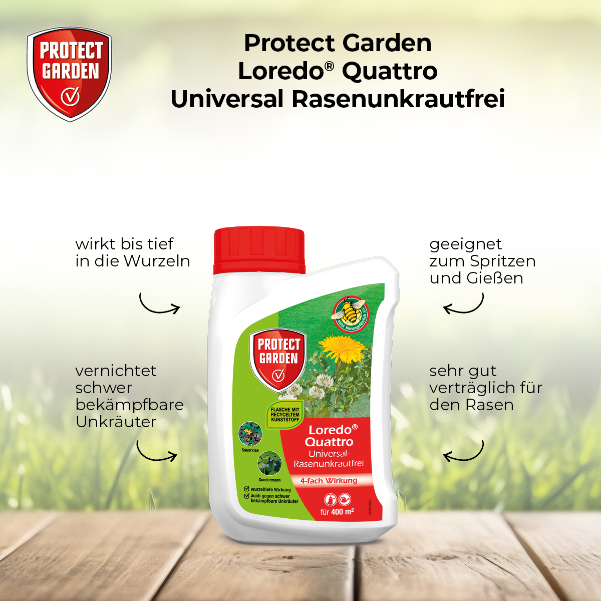 Protect Garden Loredo Quattro Universal-Rasenunkrautfrei, 250 ml