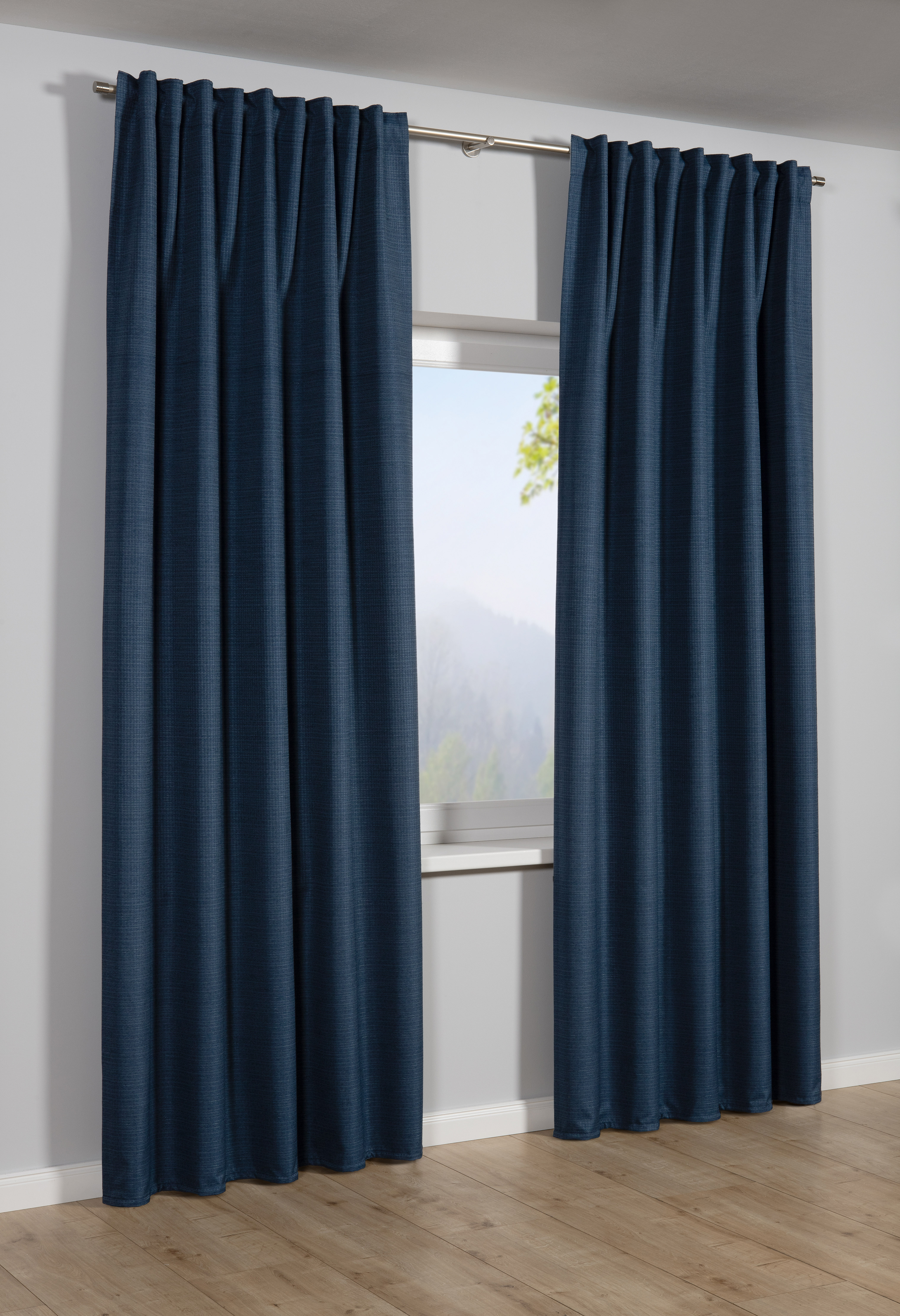 Sehlbach Schal mit Gardinenband blau, 140 x 245 cm