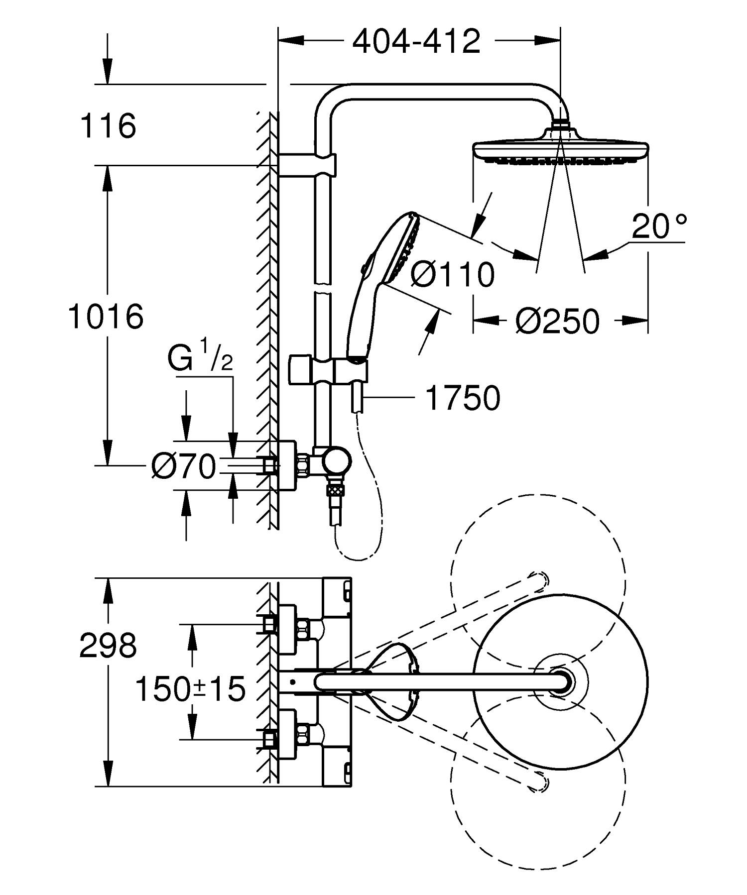 Grohe Duschsystem Vitalio Start System 250