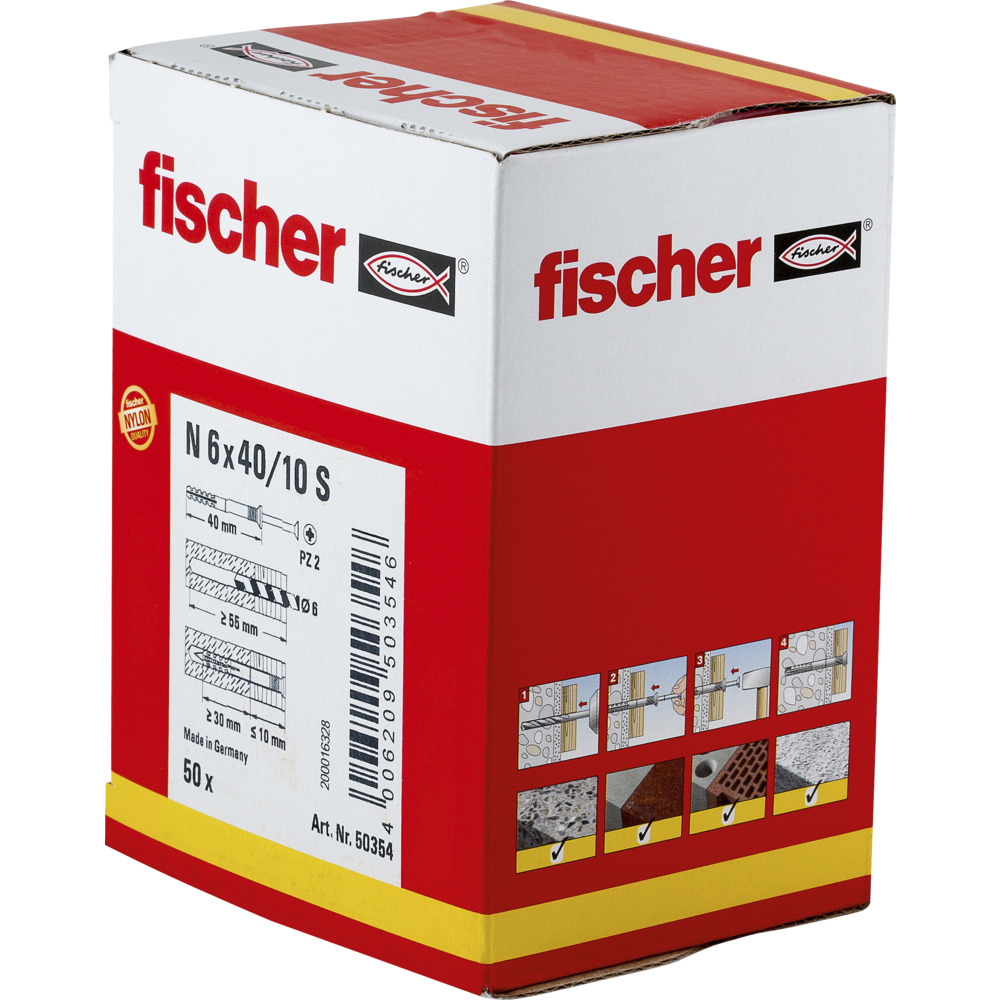 fischer Nageldübel N 6 x 40/10 S Senkkopf